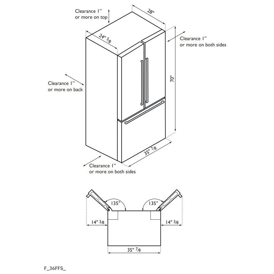 Superiore F_36FFS_ 36" Stainless Steel French Door Refrigerator