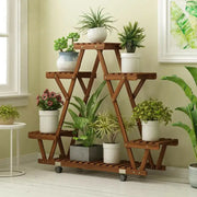 Triangular Plant Shelf with Wheels