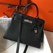 HM KELLY 28CM BLACK TOGO SILVER HARDWARE