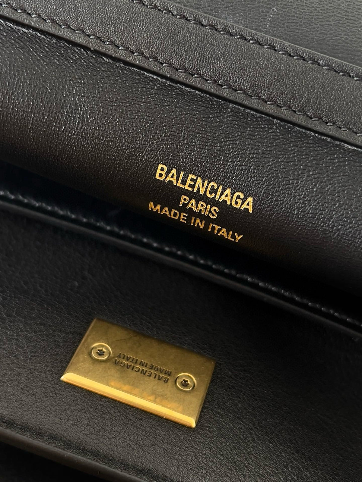 Balencia Tote Bag Black Calfskin Gold Hardware
