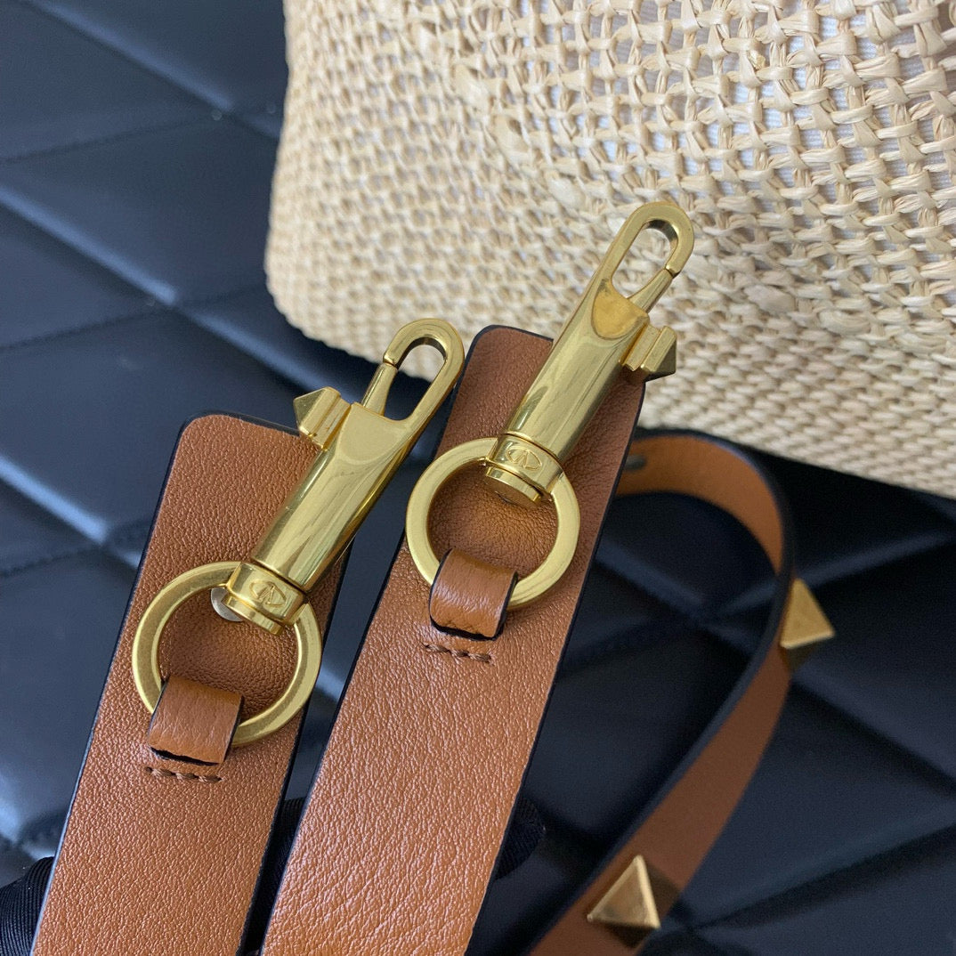Gravani Straw Summer 35cm Beige Brown Bag