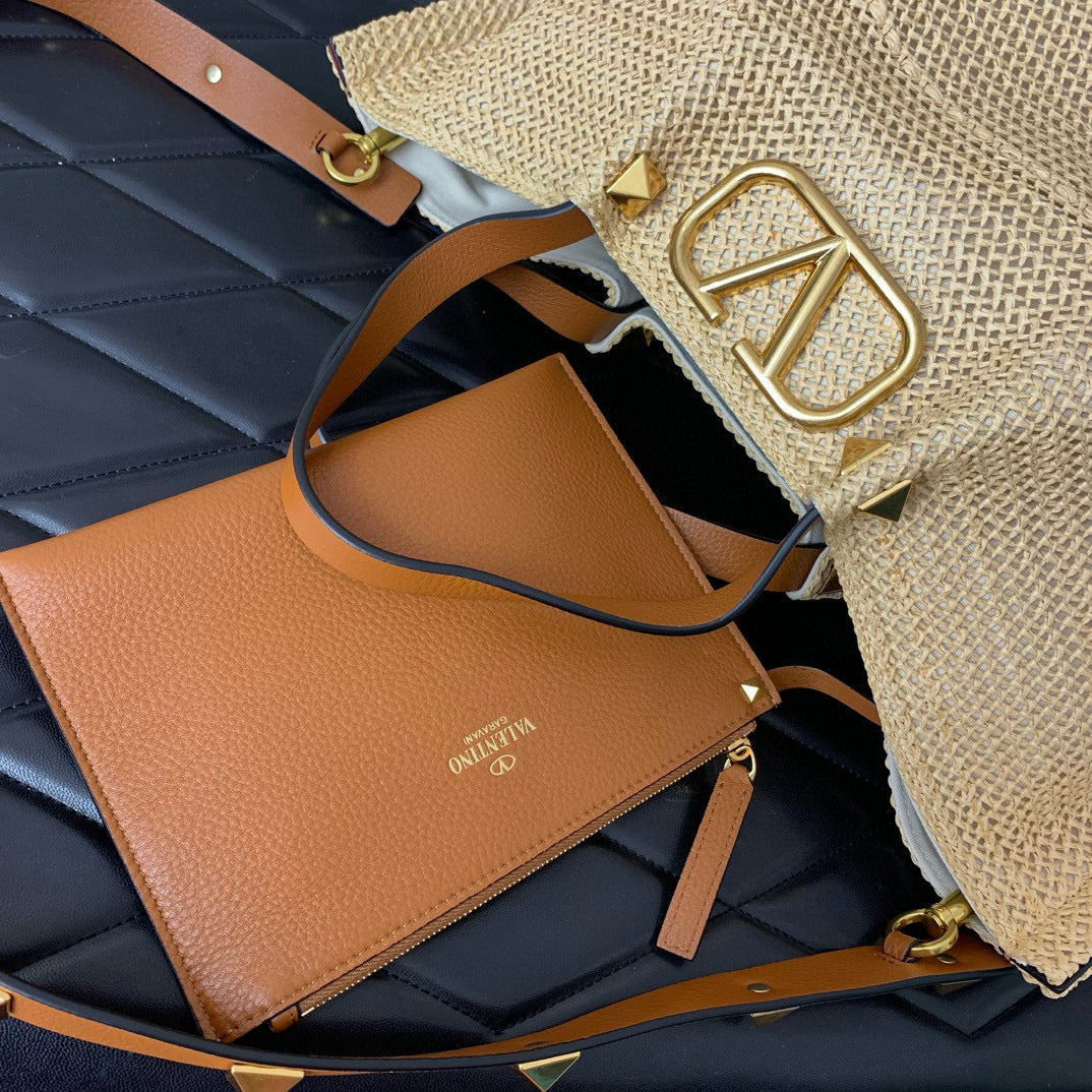 Gravani Straw Summer 35cm Beige Brown Bag
