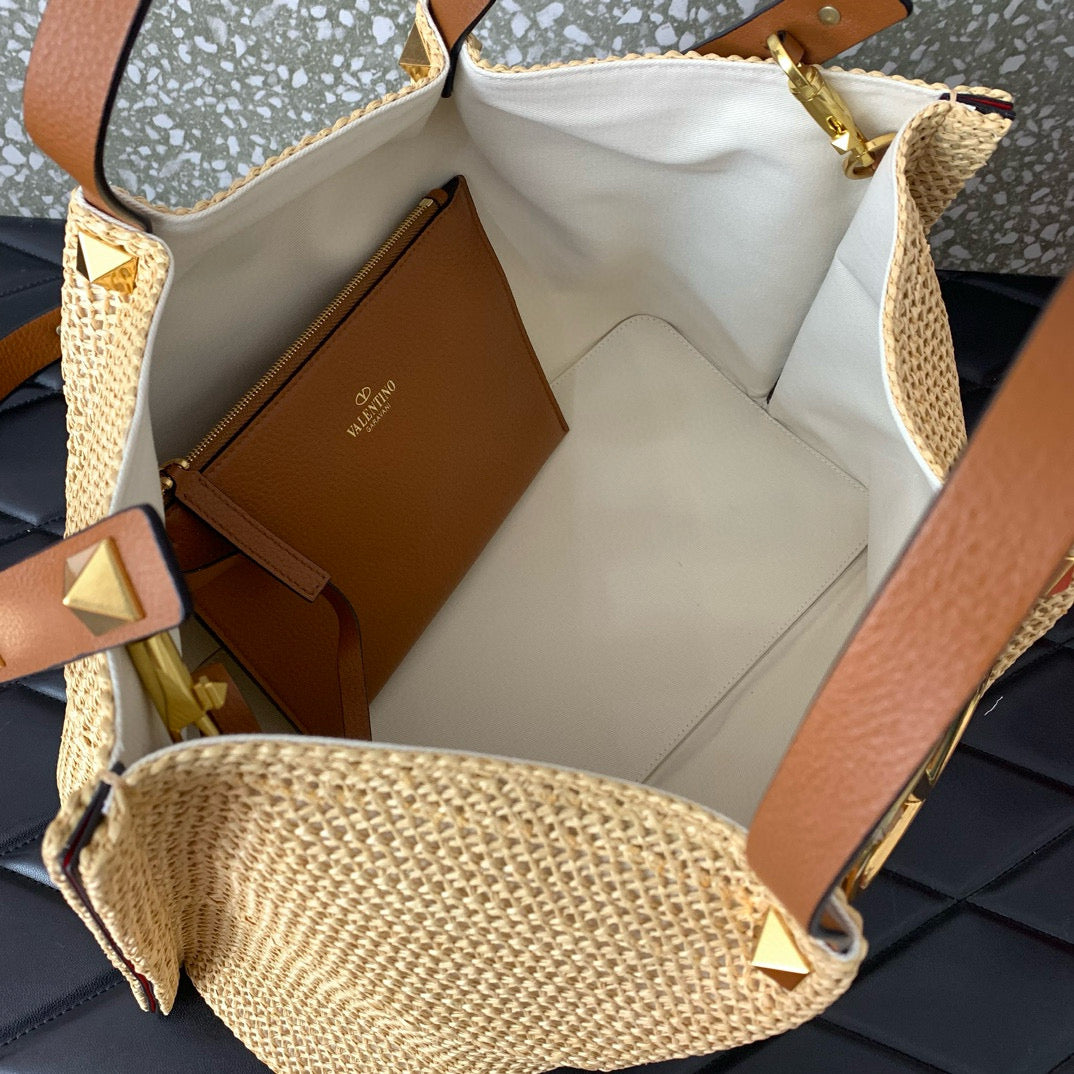 Gravani Straw Summer 35cm Beige Brown Bag