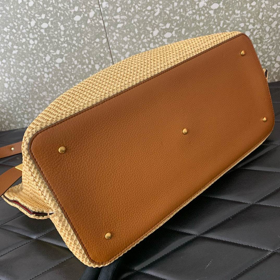 Gravani Straw Summer 35cm Beige Brown Bag