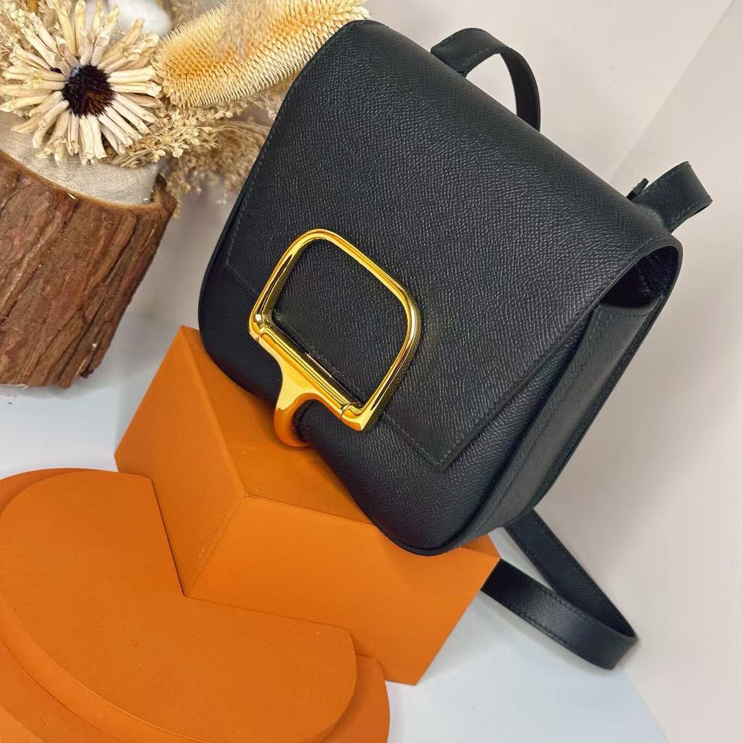 HM Della Cavalleria Mini Bag Black Epsom Leather Gold Hardware