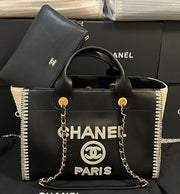 CC 25 Large Crochet Deauville Shopping Bag 34cm Black