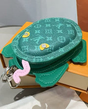 LV Frog Bag Charm Borneo Green Canvas and leather