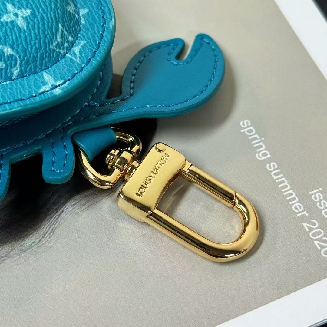 LV Crab Bag Charm Blue Canvas and leather