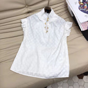 LV Frill Blouse White Cotton