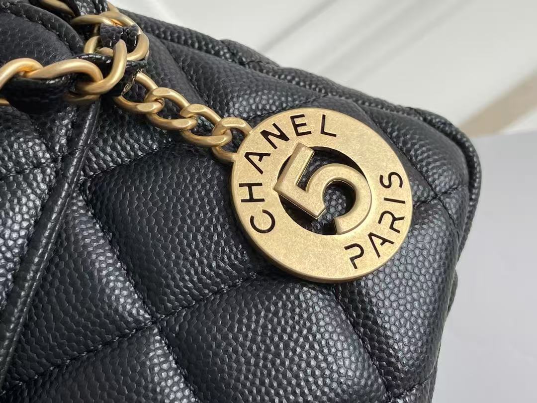 Chanel Hobo Bag Black Gold Calfskin