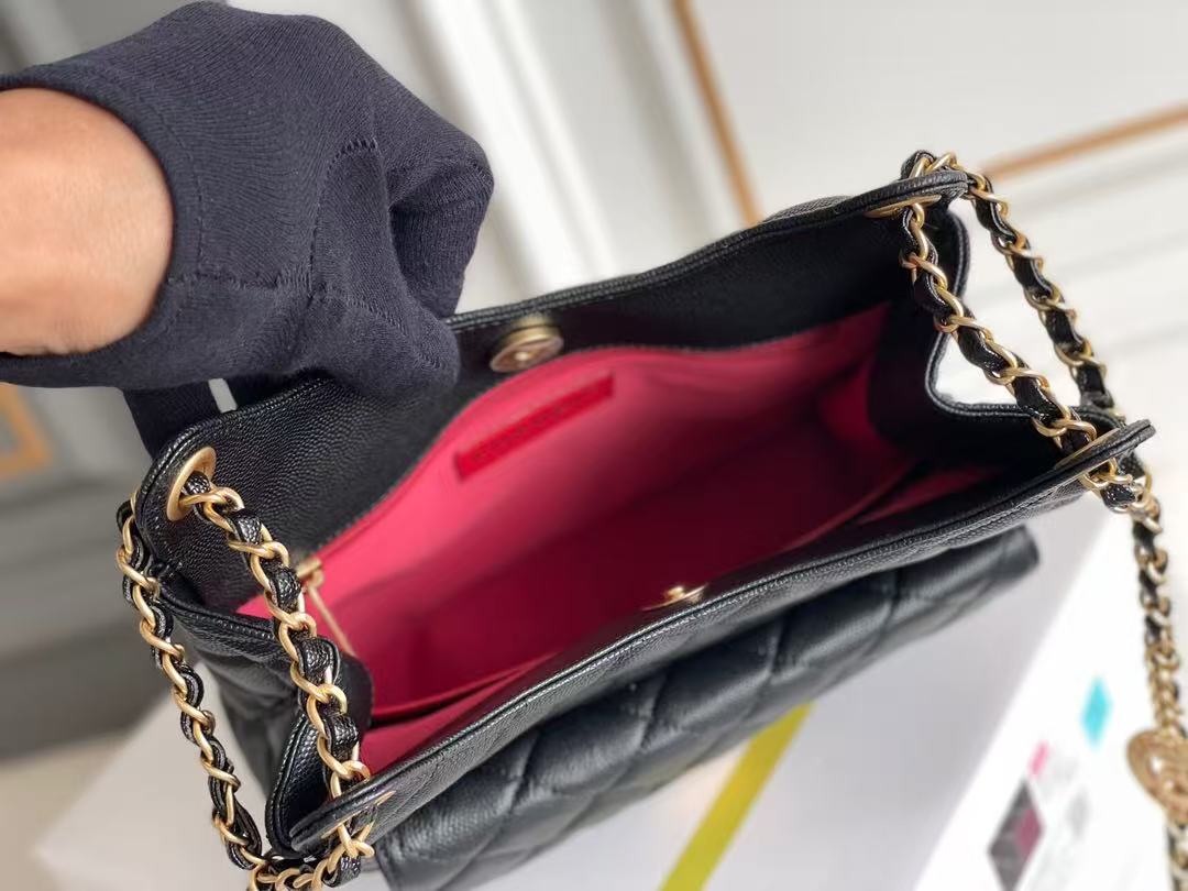 Chanel Hobo Bag Black Gold Calfskin