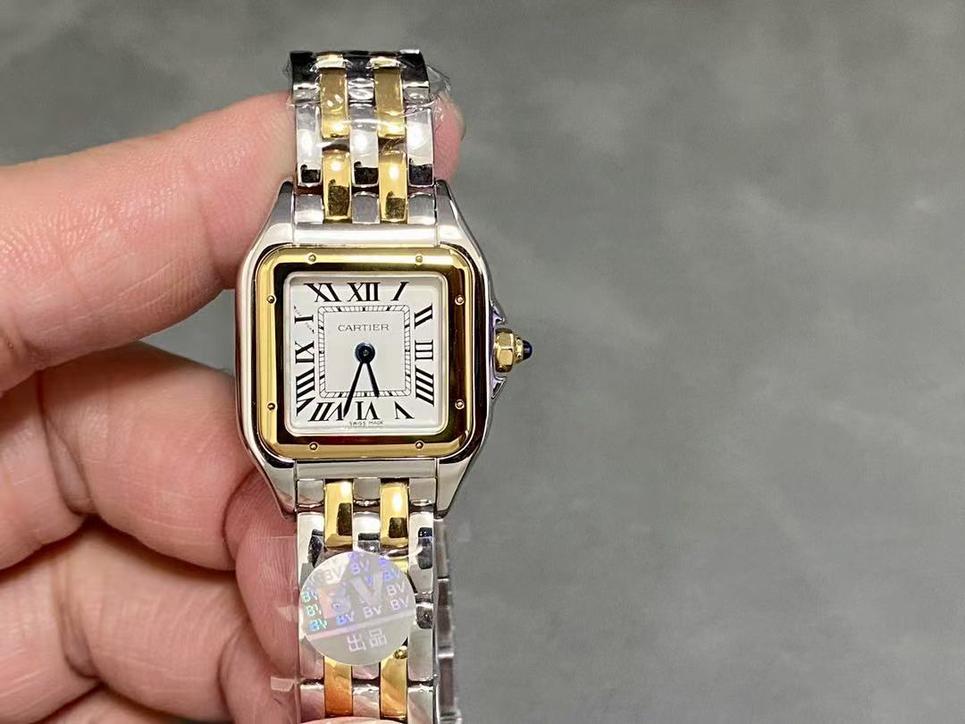 PANTHERE DE CARTIE 22MM QUARTZ GOLD STEEL WHITE DIAL BEST VERSION