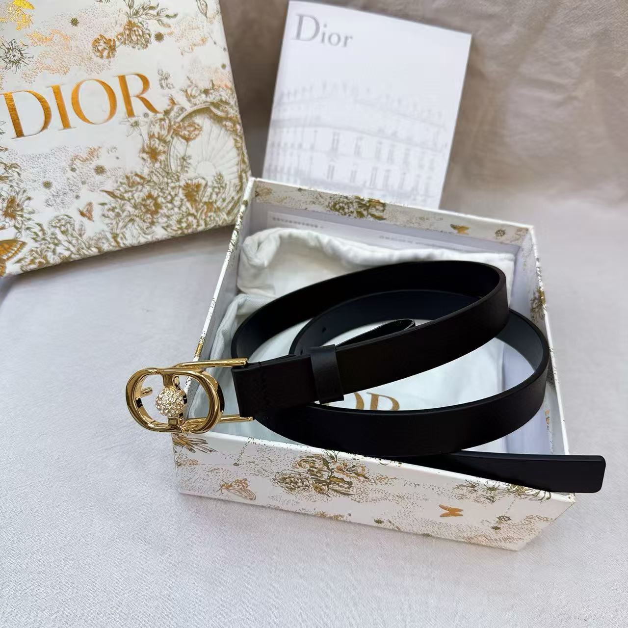 Dior CD Buckle Belt Black Leather