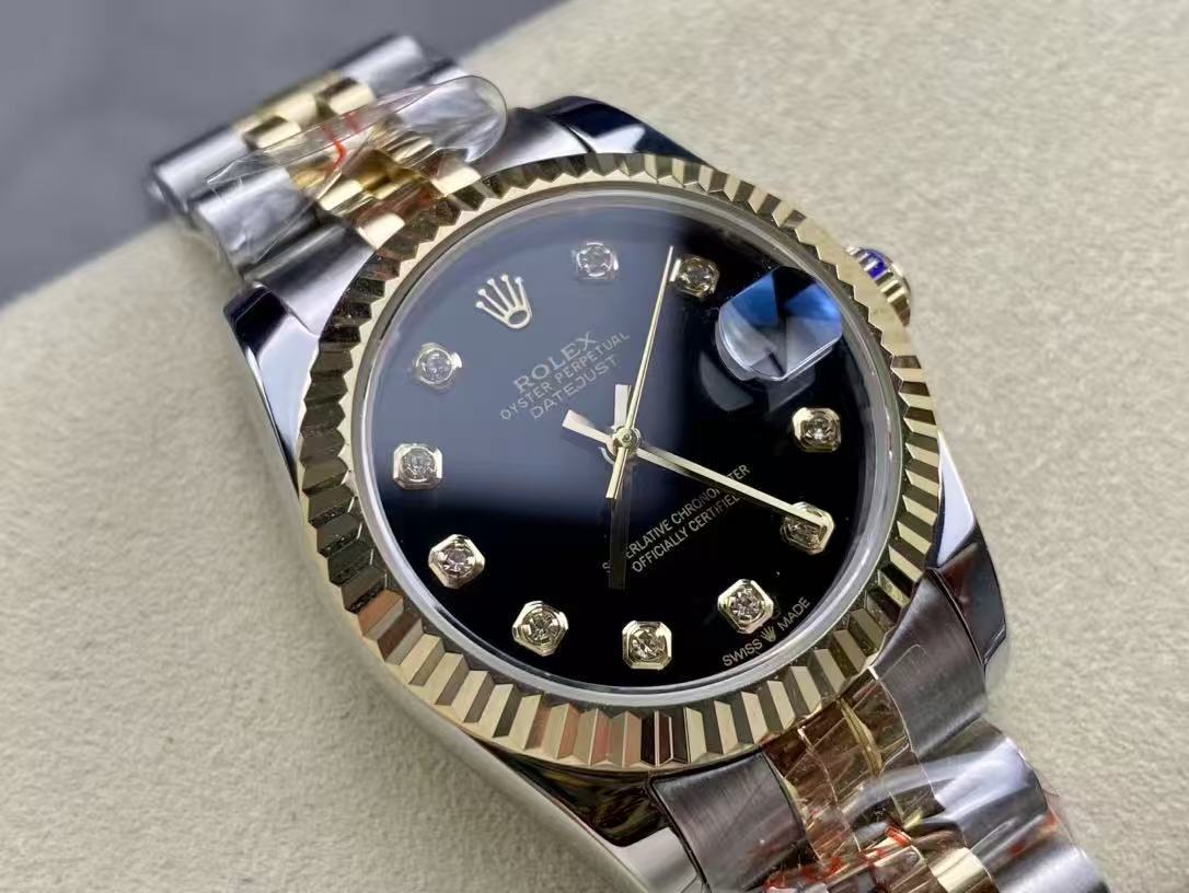 Rolex Datejust 2-Tone Jubilee Black Diamond Dial
