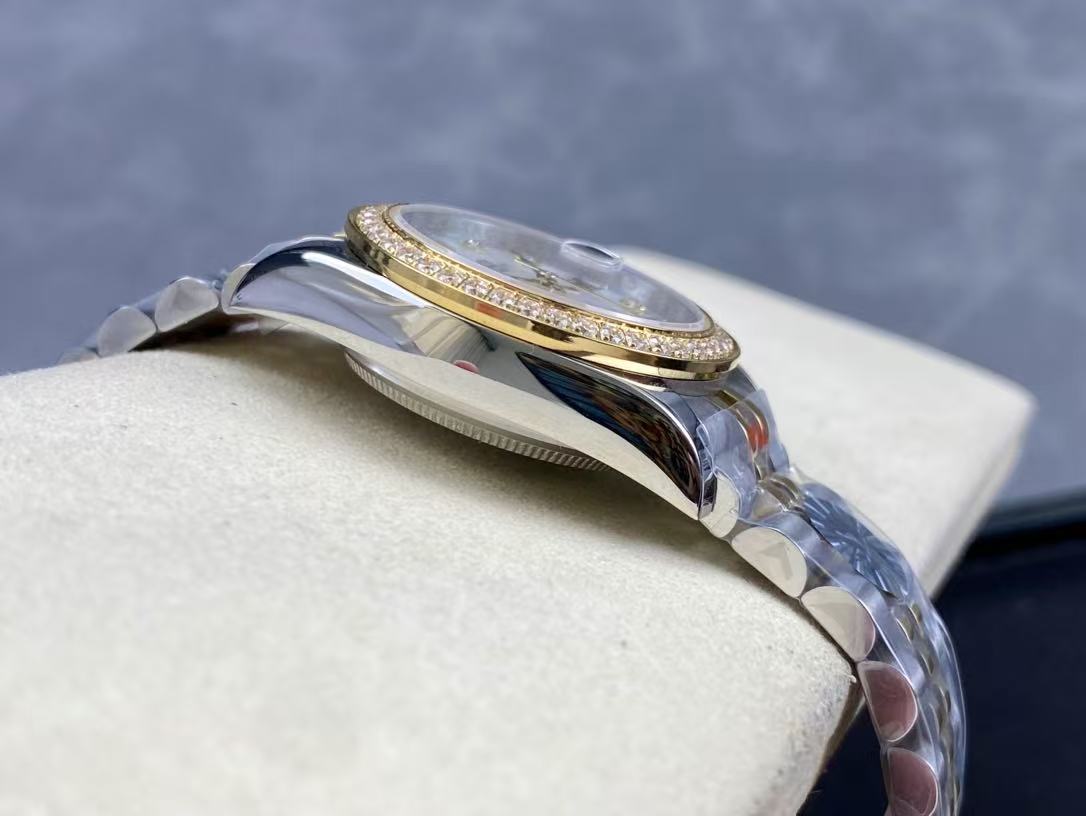 Datejust 28mm Gold Steel Diamond Bezel White Mop Dial