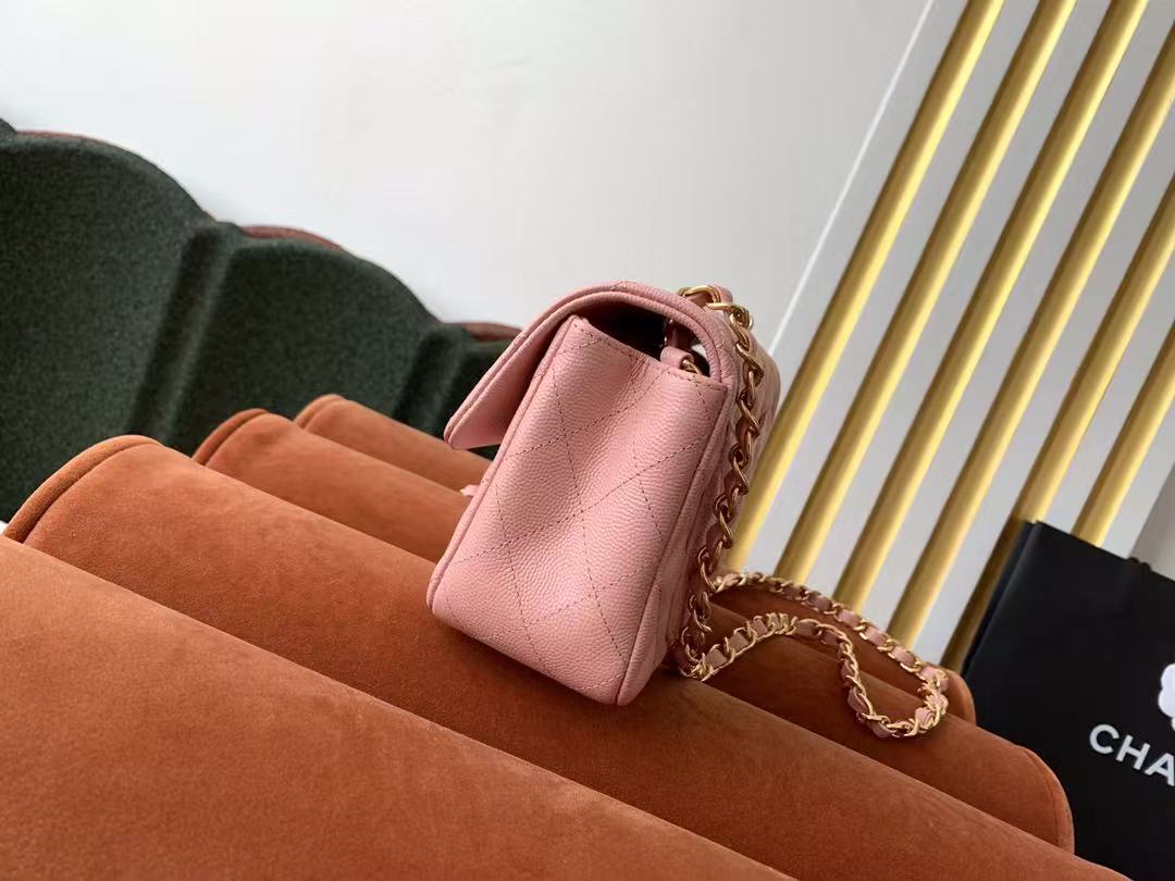 Chanel 25 Flap Bag 20cm Pink With Gold-tone Hardware Caviar Leather