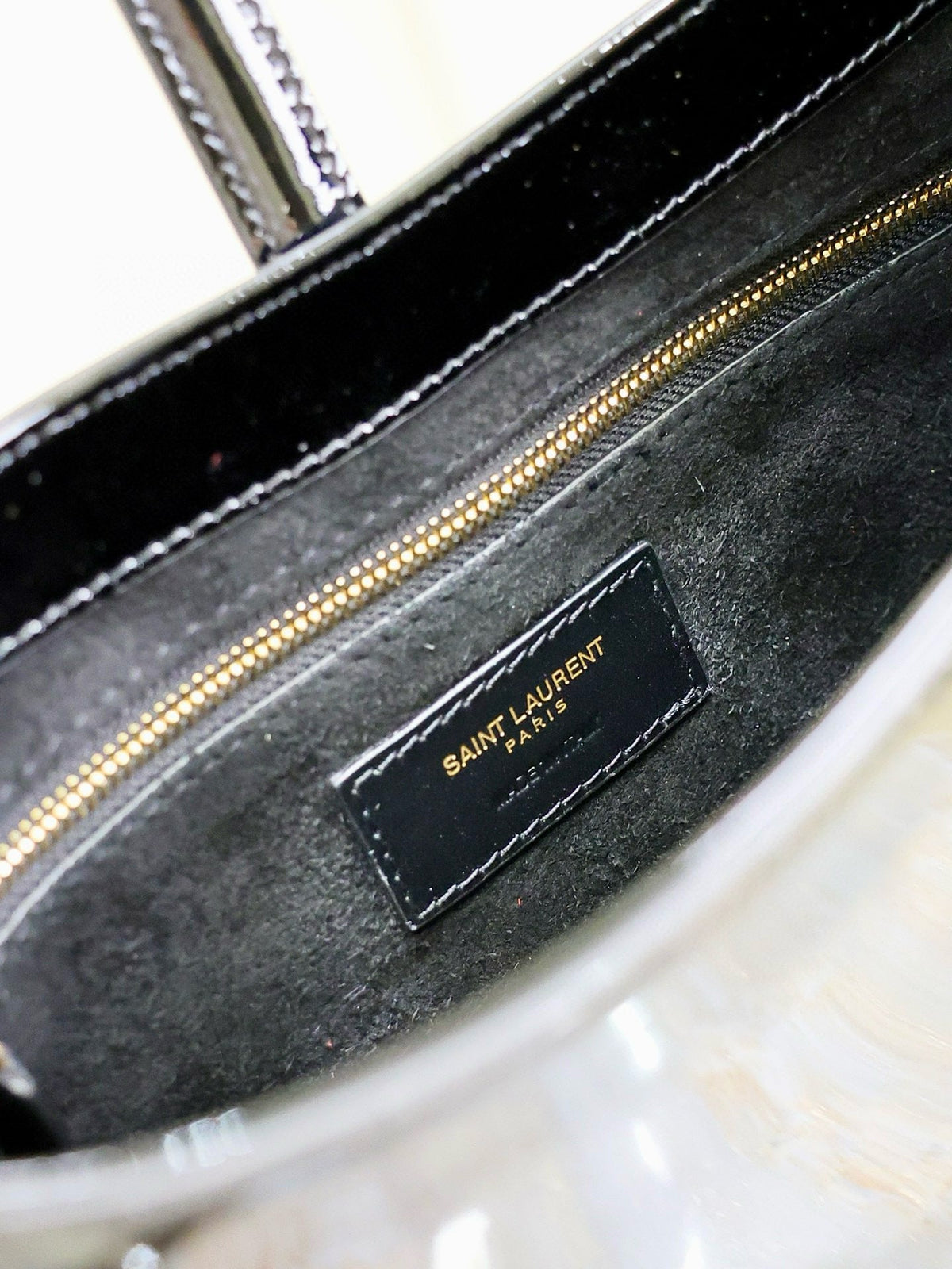 YSL 2025 Le5A7 Bag 25cm Black Gold Patent Leather