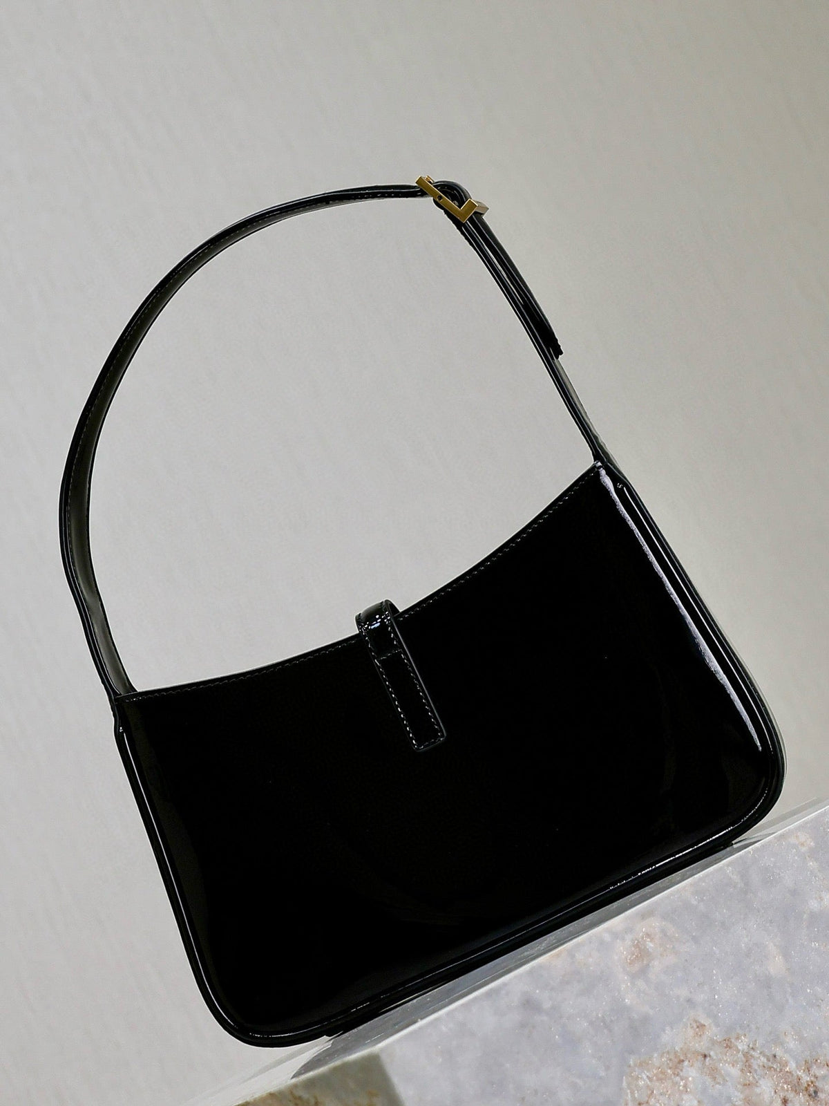 YSL 2025 Le5A7 Bag 25cm Black Gold Patent Leather