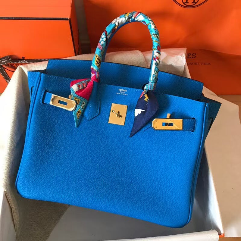 Hermes 2025 Birkin Bag  Blue Leather