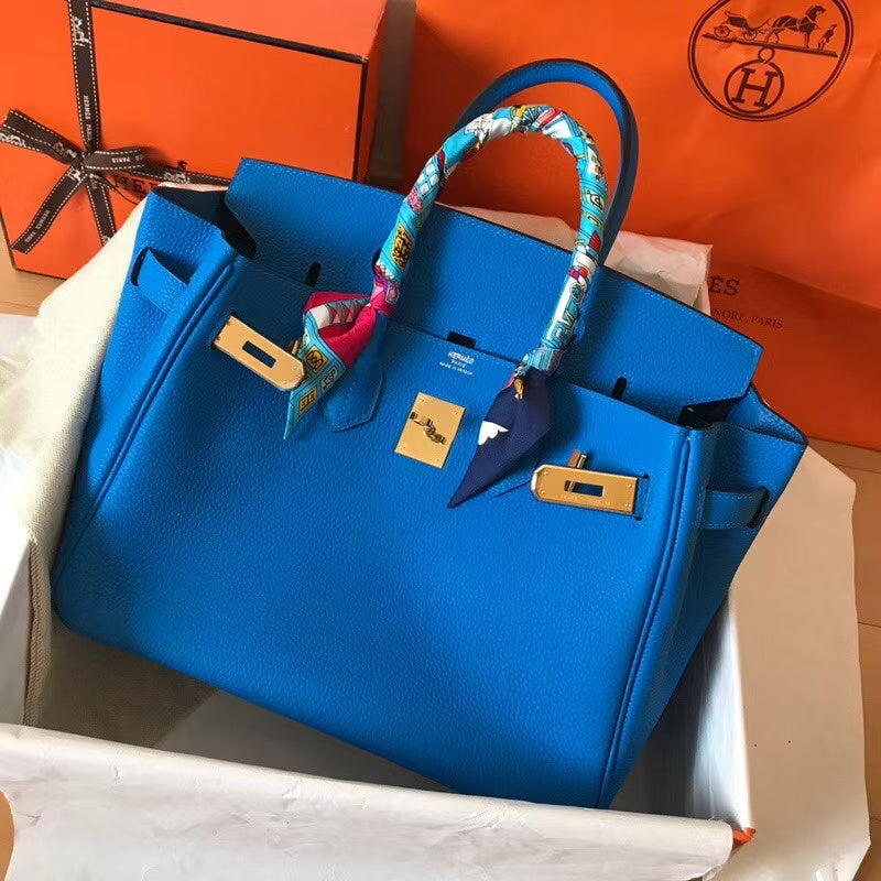 Hermes 2025 Birkin Bag  Blue Leather