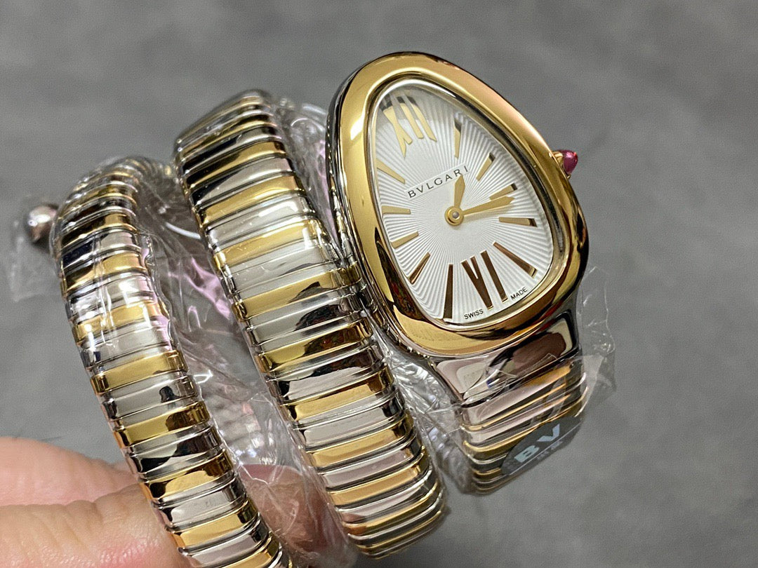 Bulgari Serpenti Tubogas 35cm Gold Silver Double Tour Watch