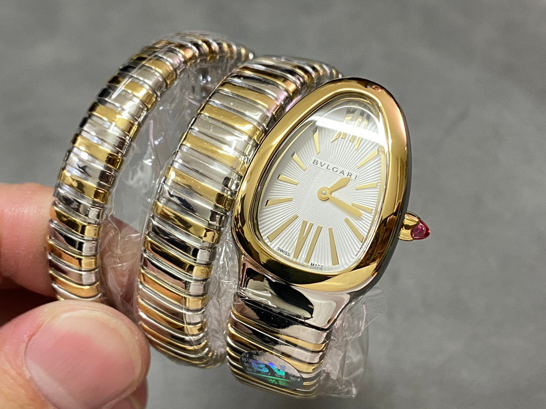 Bulgari Serpenti Tubogas 35cm Gold Silver Double Tour Watch