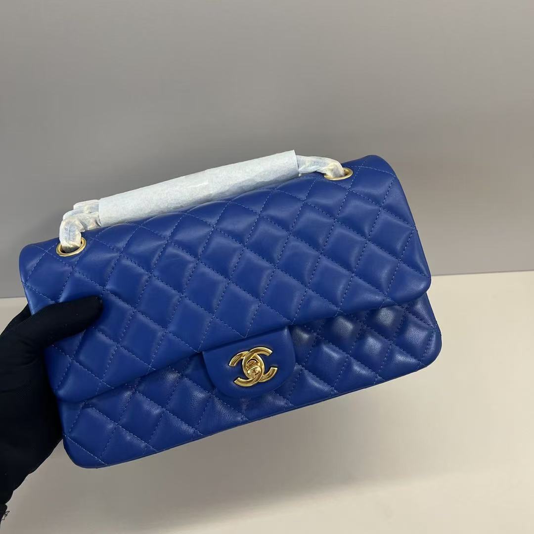Chanel 2025 Classic Flap Bag 25cm Blue Lambskin