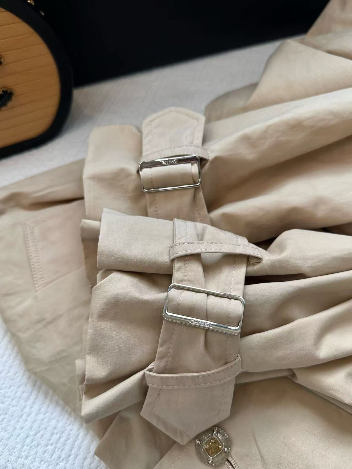 Chanel 2025 Trench Coat Beige Cotton Silk