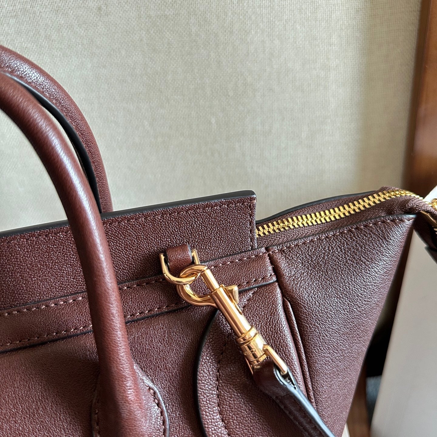 Celine 2025 Luggage Bag Burgundy Leather