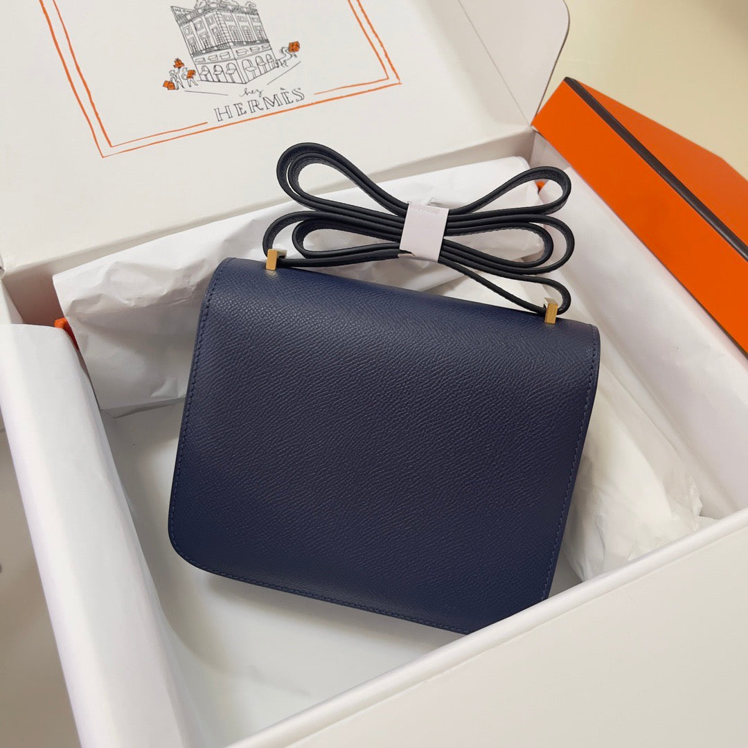 Hermes 2025 Constance Bag Blue Indigo Epsom Leather With Gold Hardware