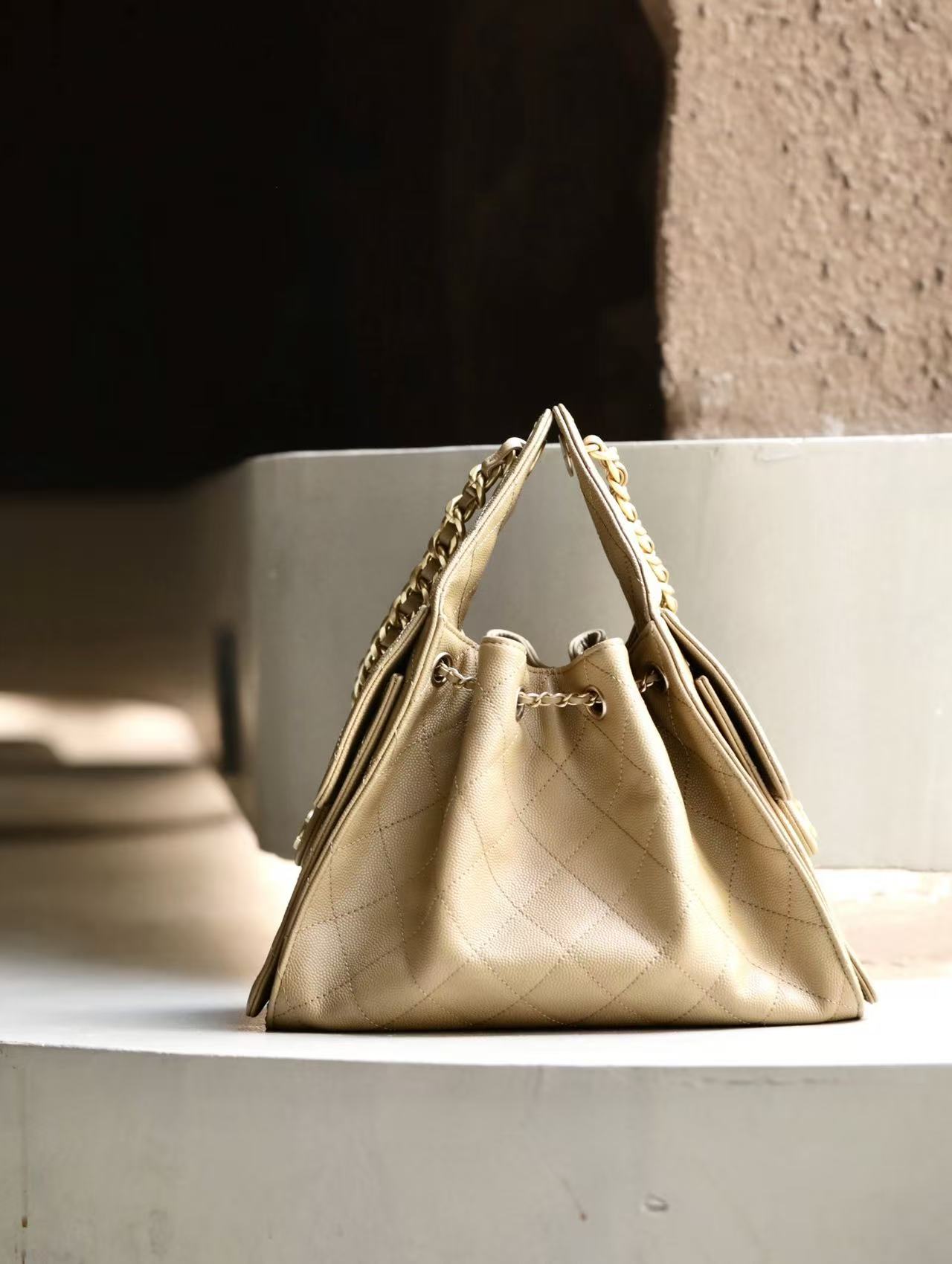 Chanel 2026 Hobo Bag 30cm Beige Calfskin