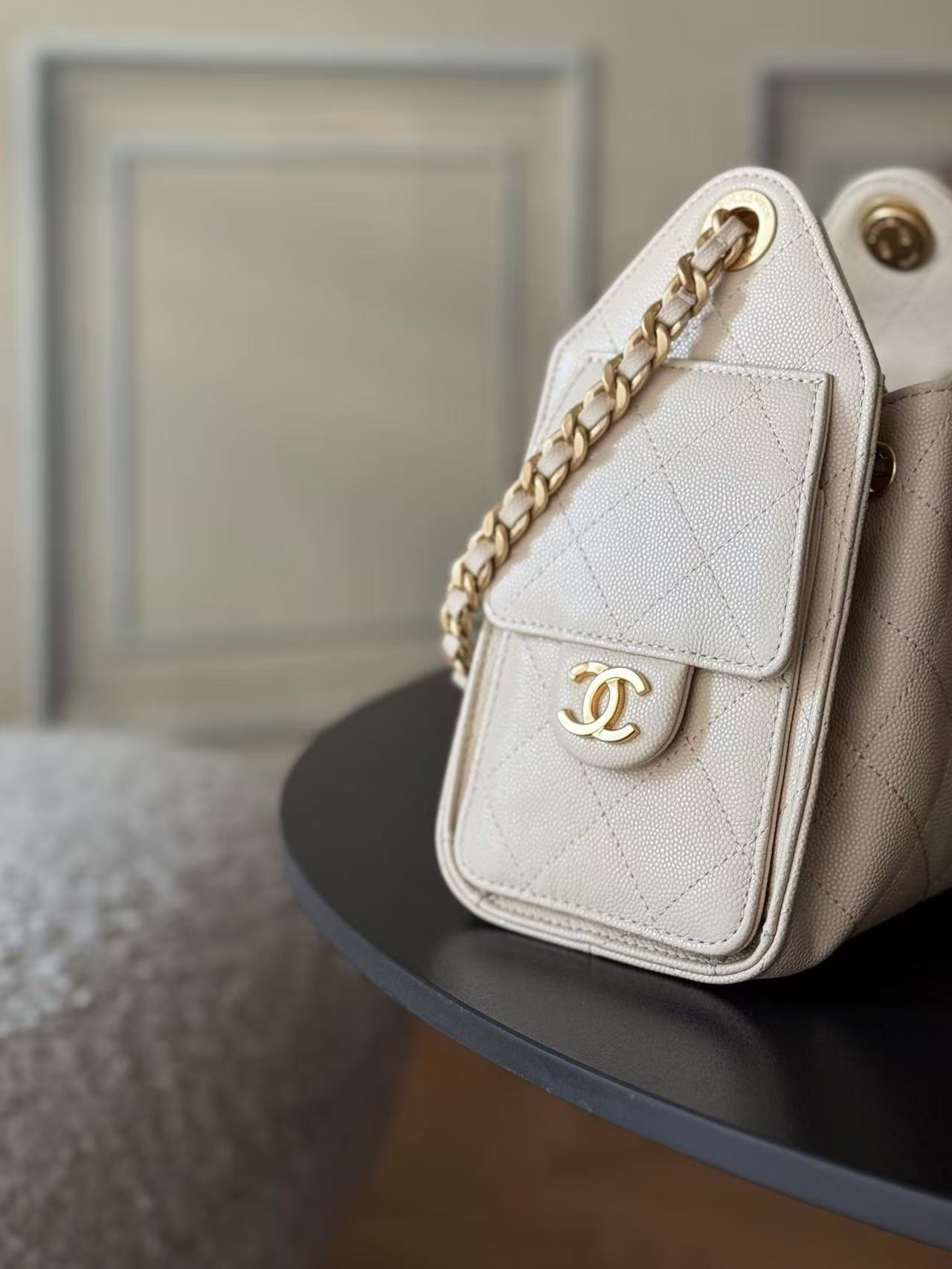 Chanel 2026 Hobo Bag 22cm Nude Calfskin