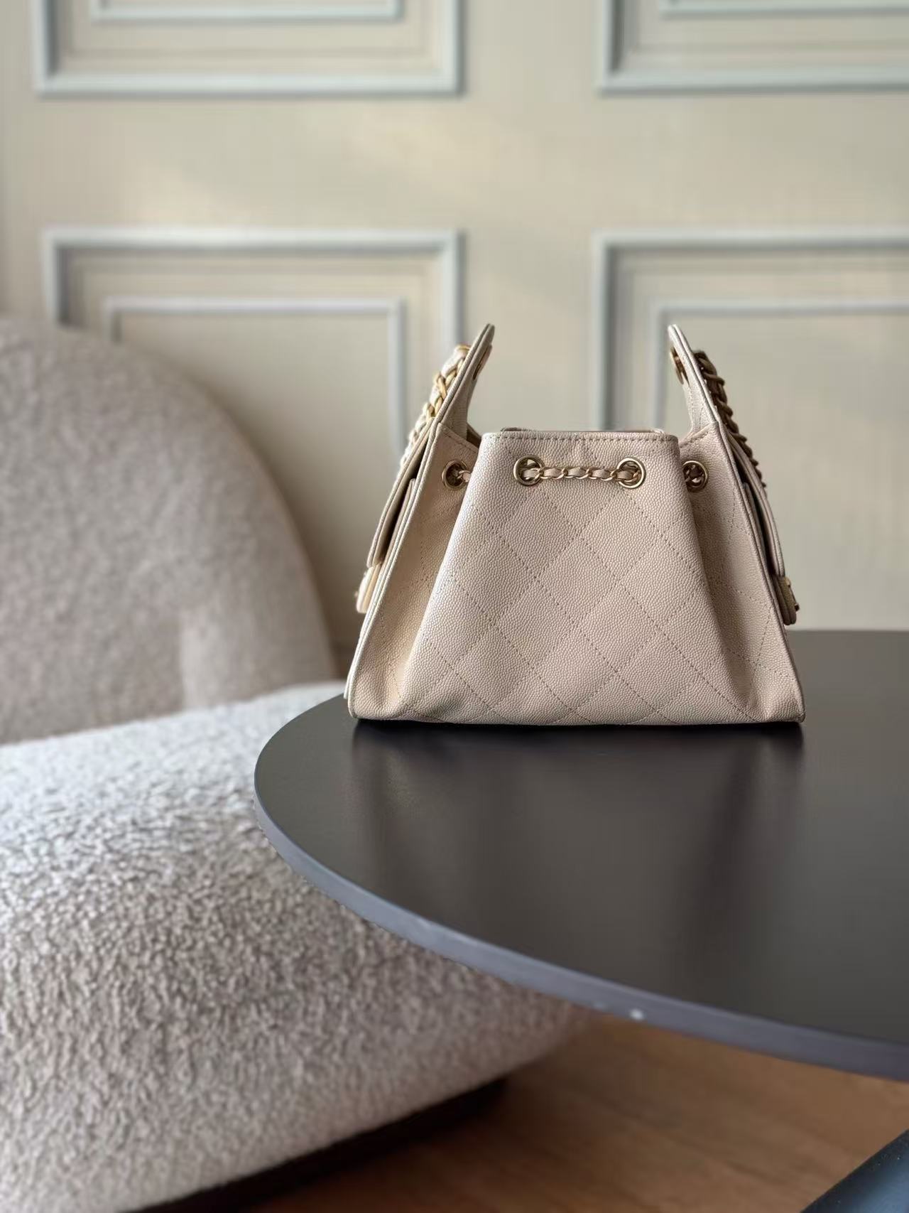 Chanel 2026 Hobo Bag 22cm Nude Calfskin