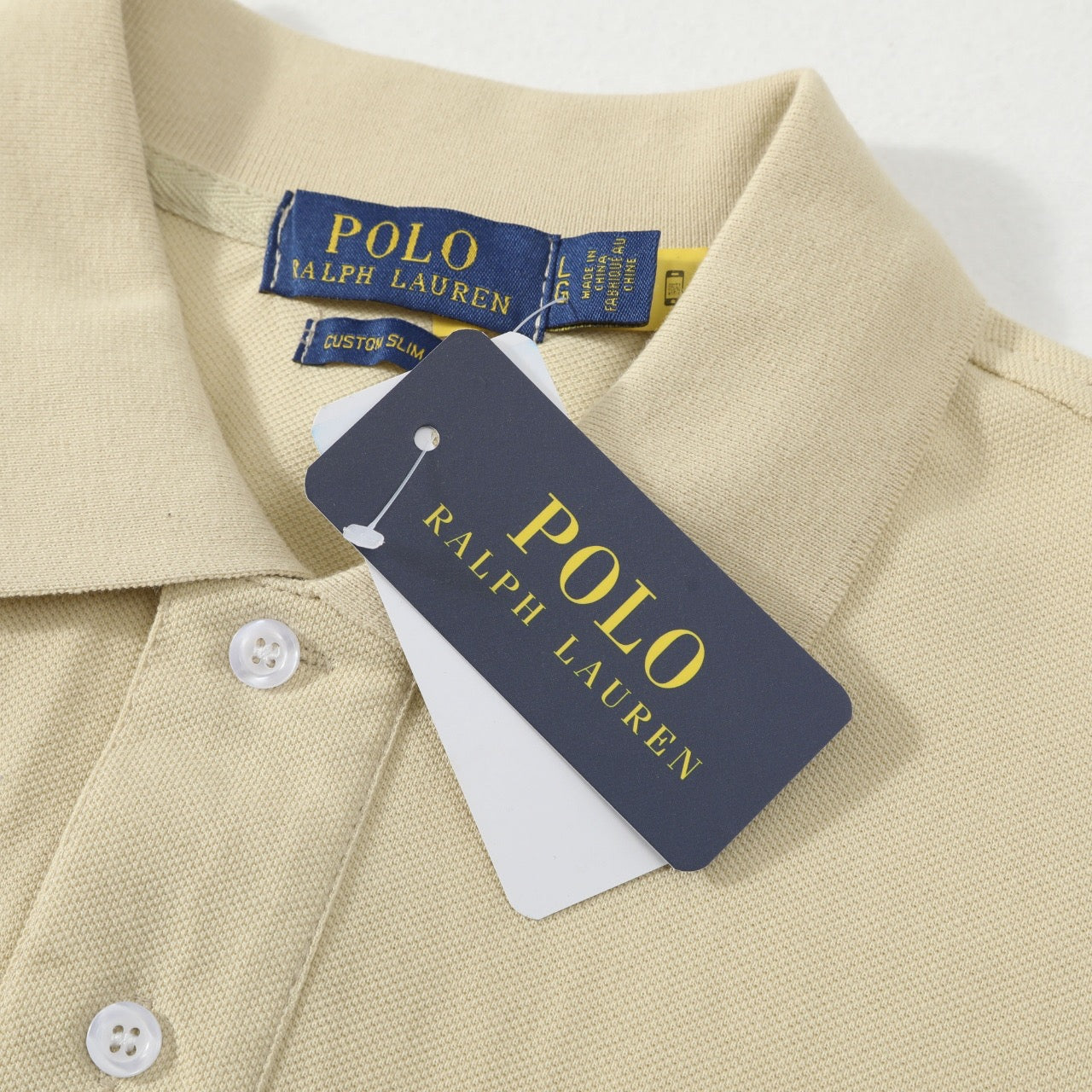 Ralph Lauren Custom Slim Fit Polo Shirt Beige Cotton