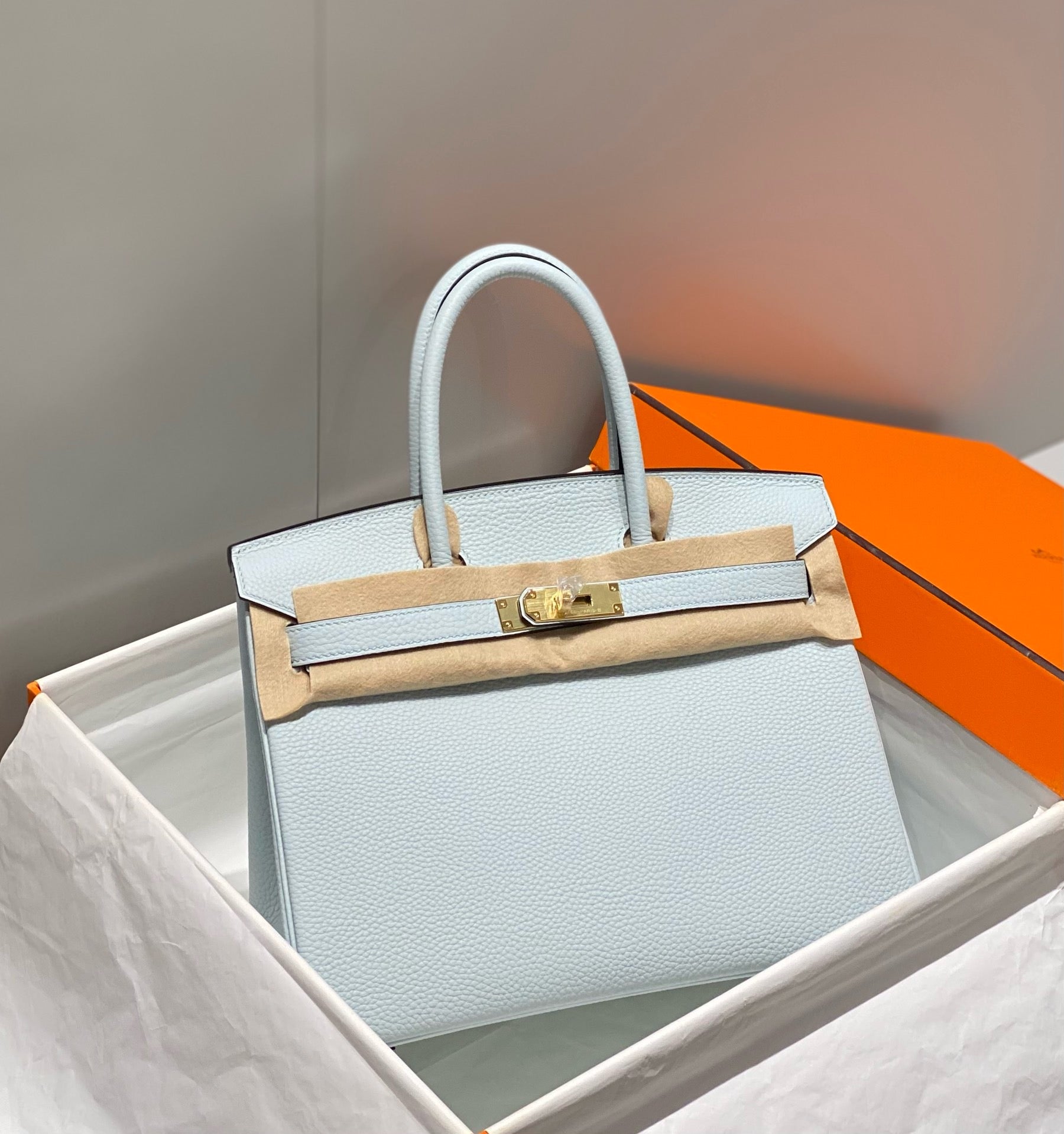 Hermes 2026 Birkin Bag 30cm Blue Togo Calfskin With Gold Hardware