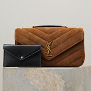 YSL 2026 Loulou Bag 29cm Caramel Suede Leather