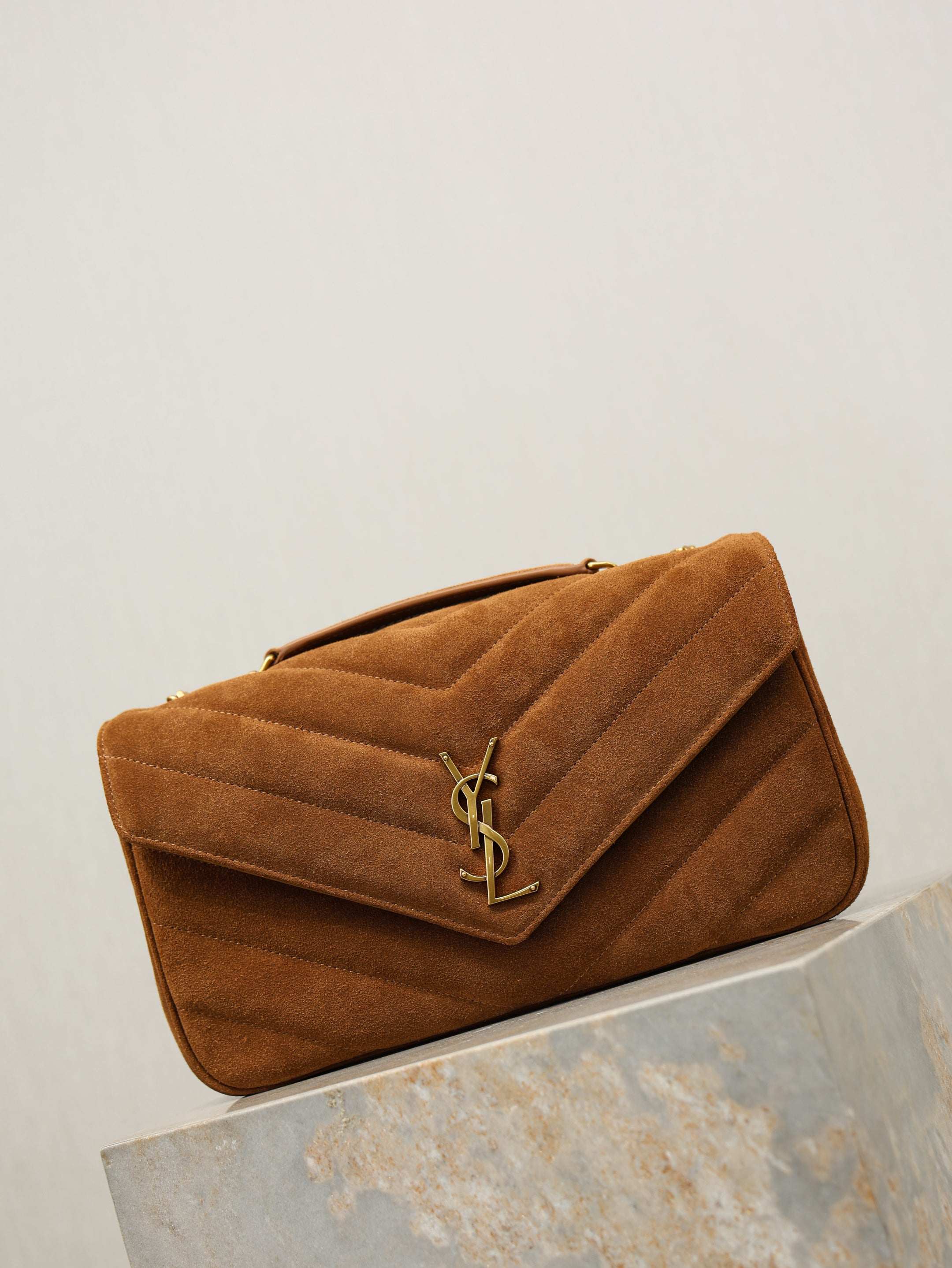 YSL 2026 Loulou Bag 29cm Caramel Suede Leather