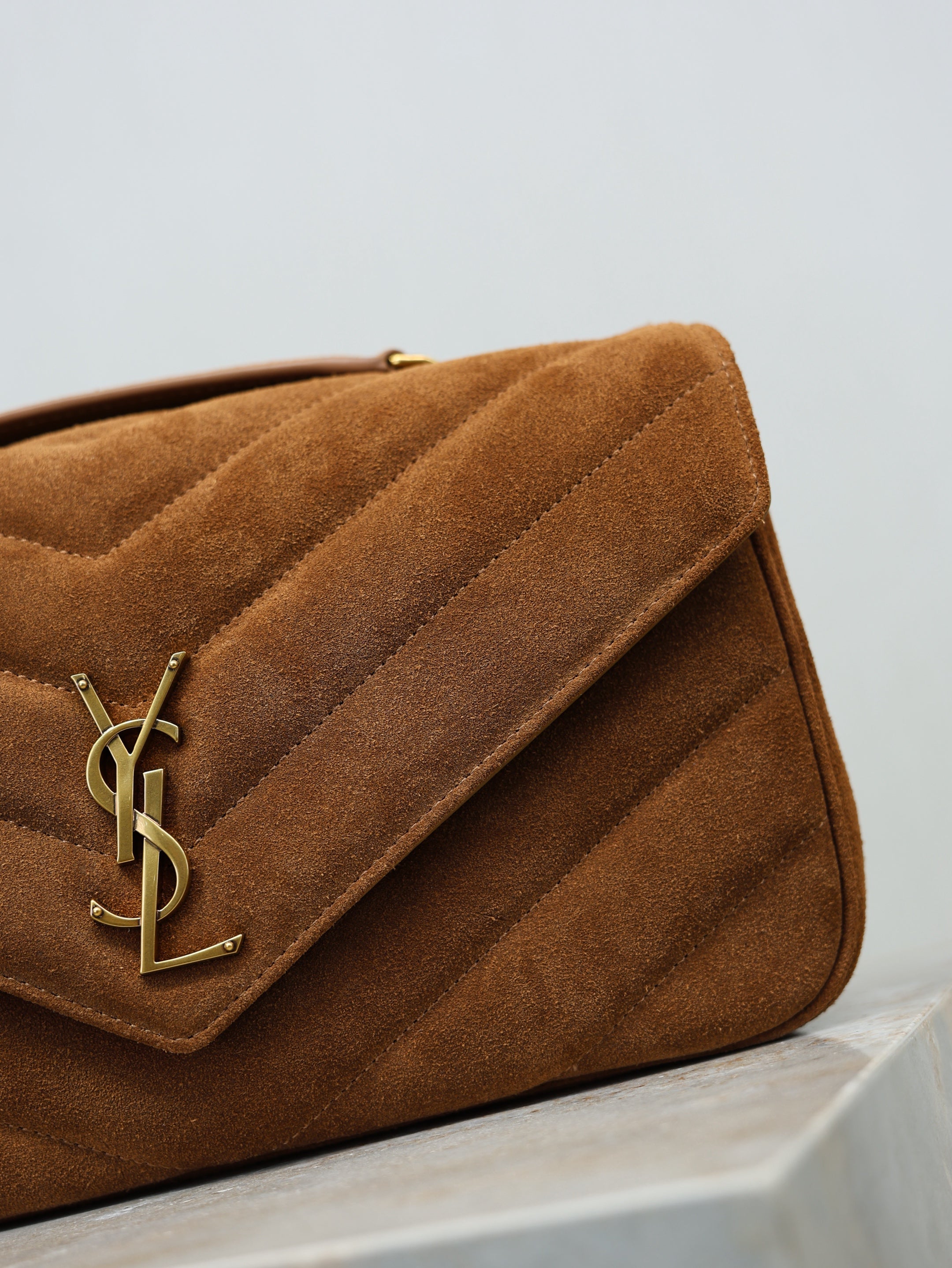 YSL 2026 Loulou Bag 29cm Caramel Suede Leather