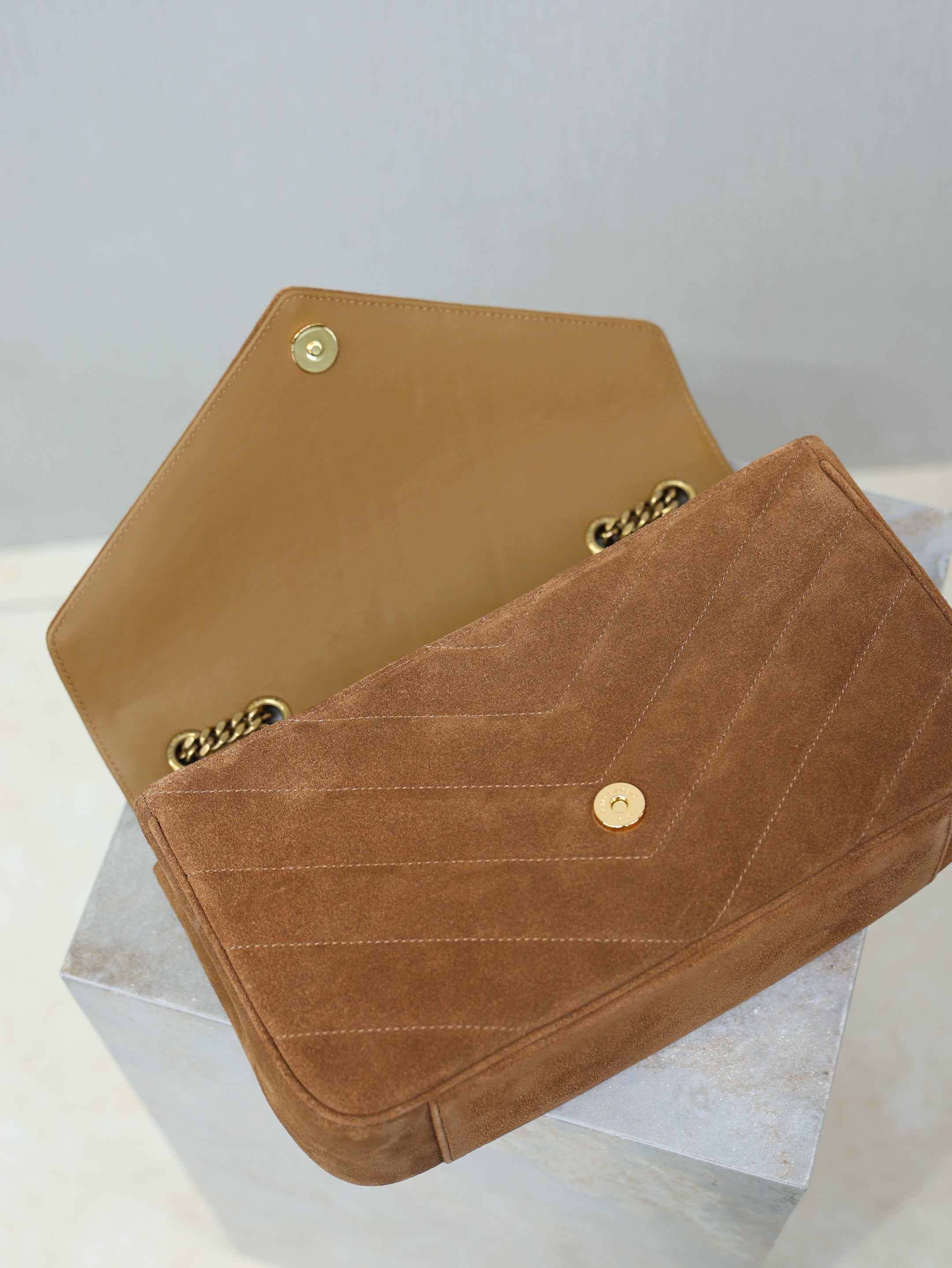 YSL 2026 Loulou Bag 29cm Caramel Suede Leather