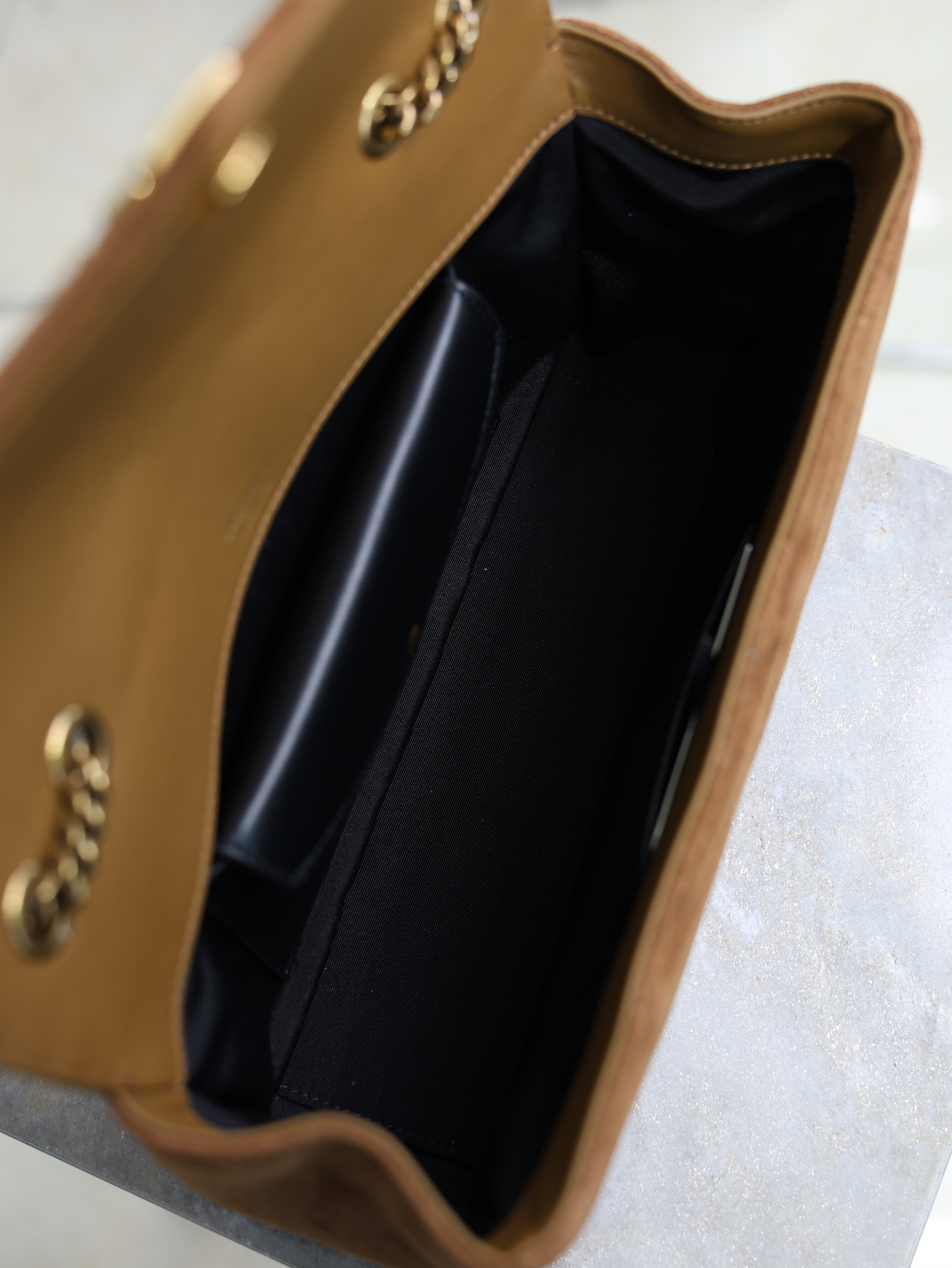 YSL 2026 Loulou Bag 29cm Caramel Suede Leather