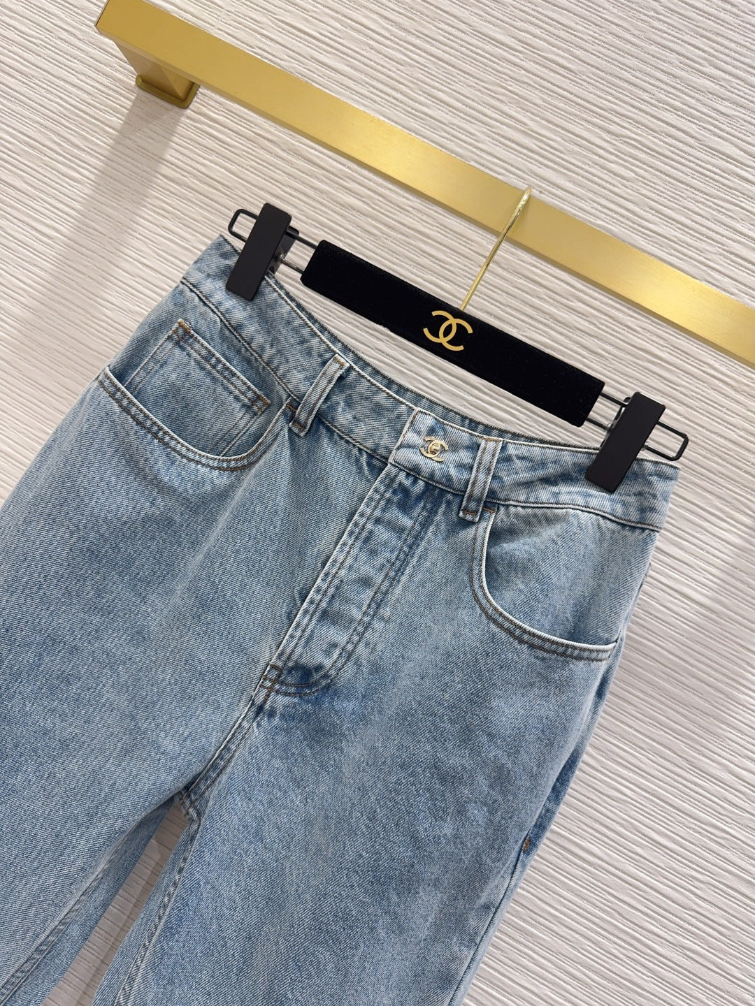 Chanel 2026 Jeans Blue Cotton With Gold Buckle
