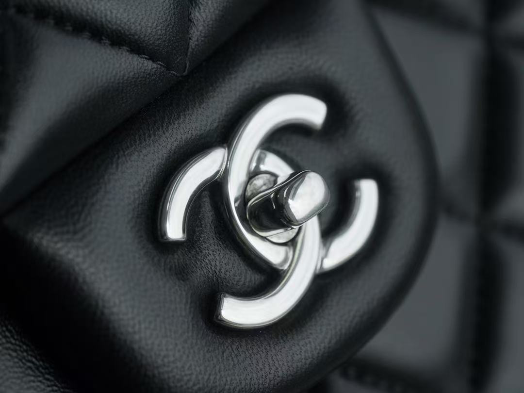 Chanel 2026 Flap Bag 30cm Black Sheepskin With Silver Hardware