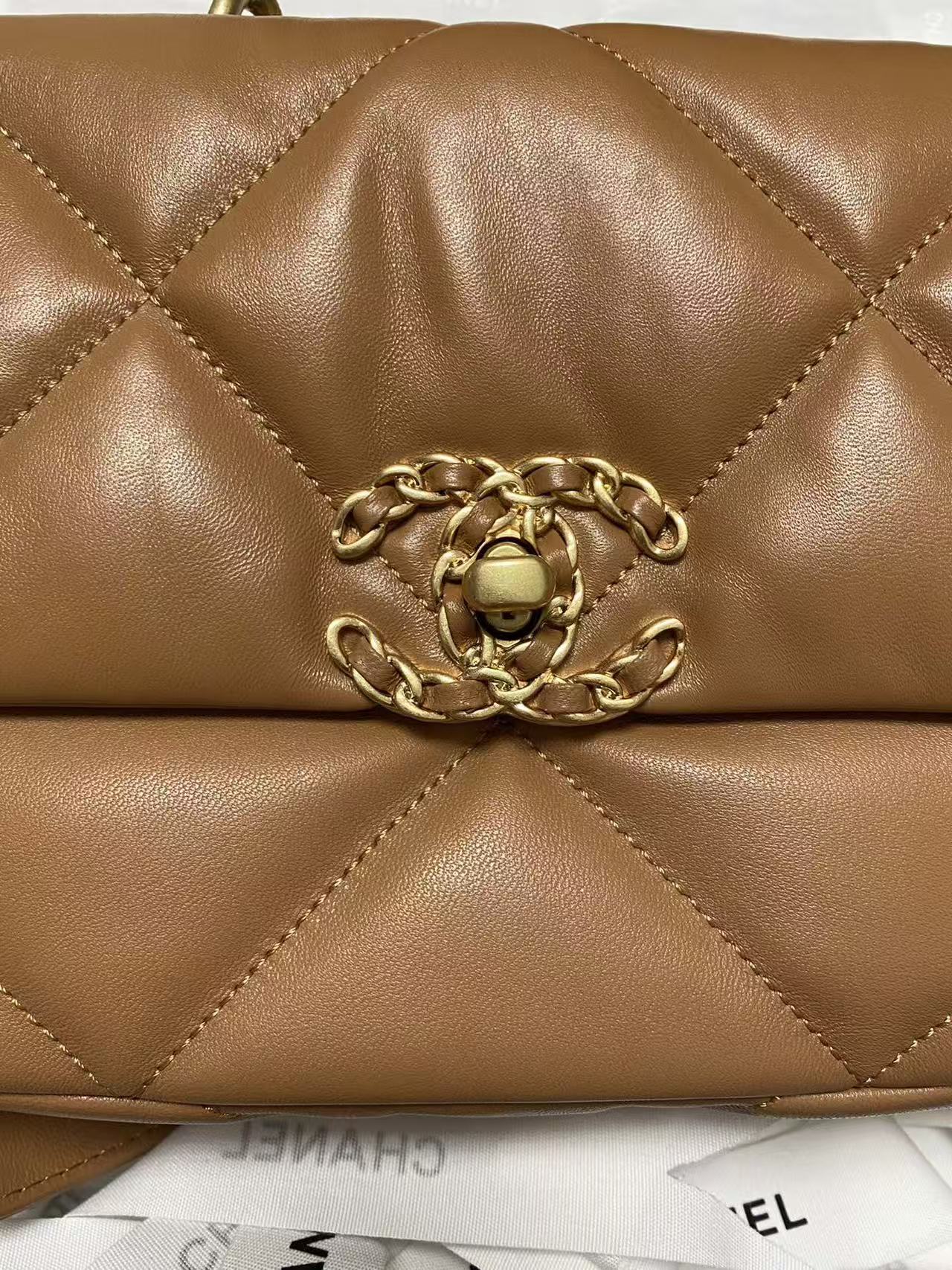 CHANEL 19 FLAP BAG 26 TAN GOATSKIN