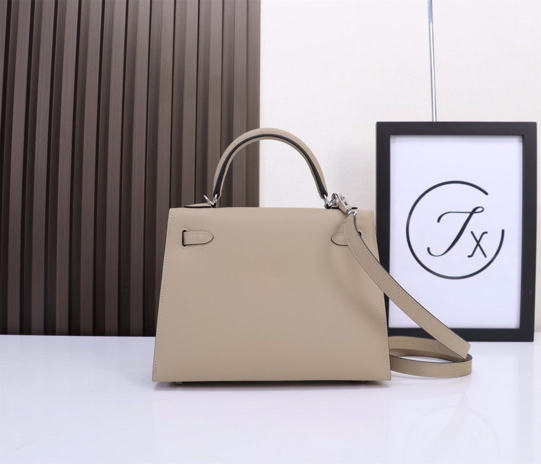 Hermes 2026 Kelly Sellier Nata Epsom Leather Silver Hardware