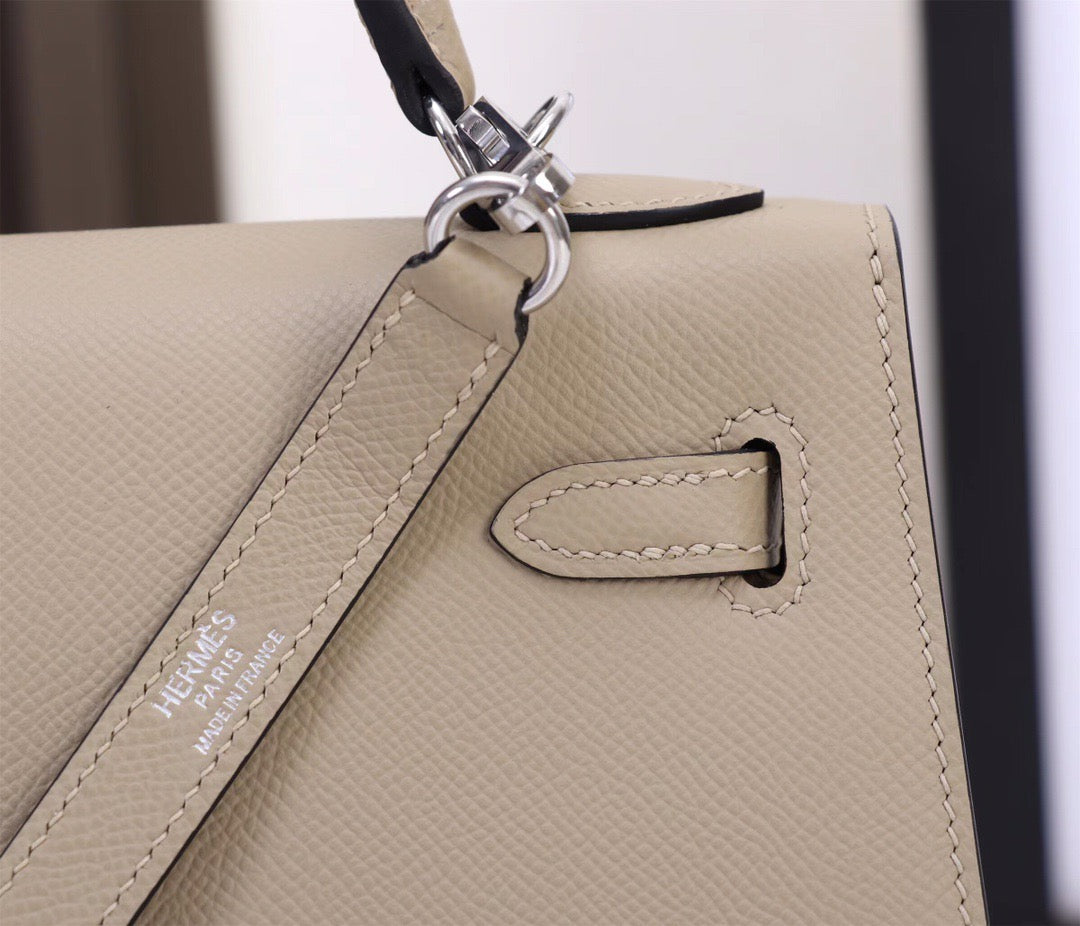 Hermes 2026 Kelly Sellier Nata Epsom Leather Silver Hardware