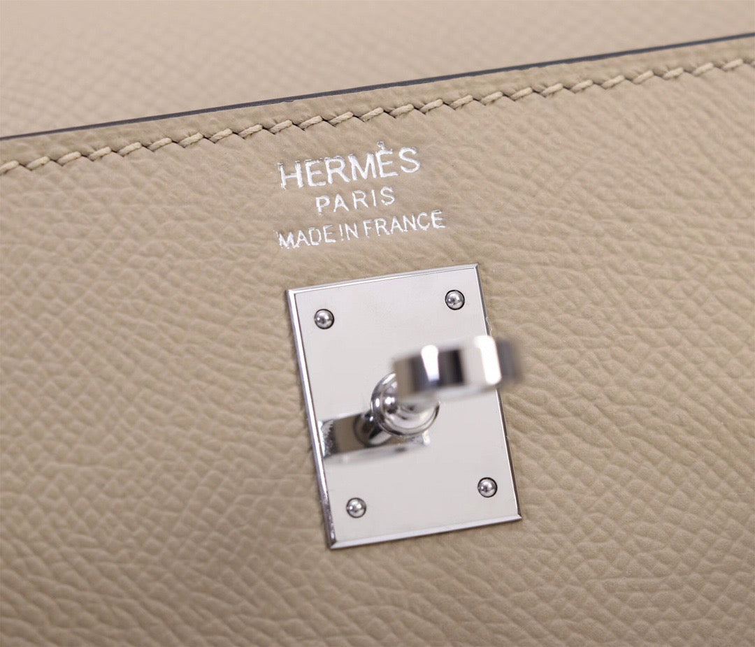Hermes 2026 Kelly Sellier Nata Epsom Leather Silver Hardware