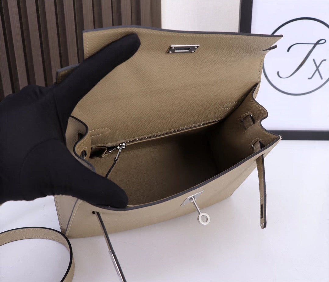 Hermes 2026 Kelly Sellier Nata Epsom Leather Silver Hardware