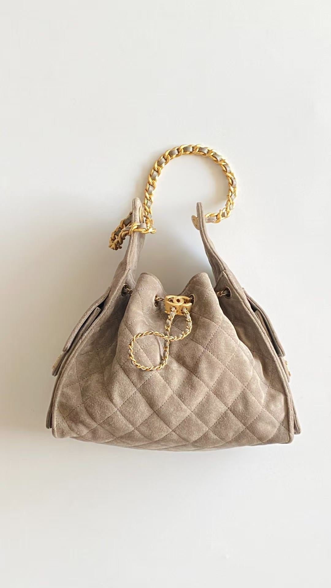 Chanel 2026 Hobo Bag 30cm Beige Suede