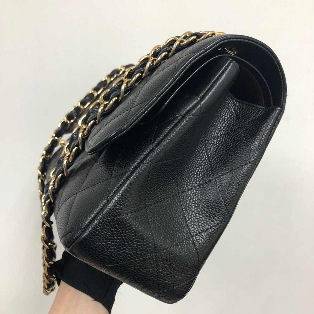 MEDIUM FLAP BAG 25CM BLACK CAVIAR HARDWARE
