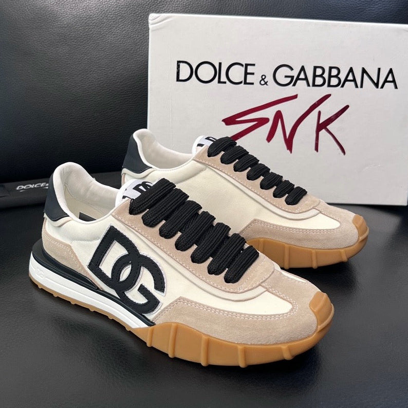 Dolce & Gabbana 2026 DG Athletic Sneakers Beige Black Suede Leather